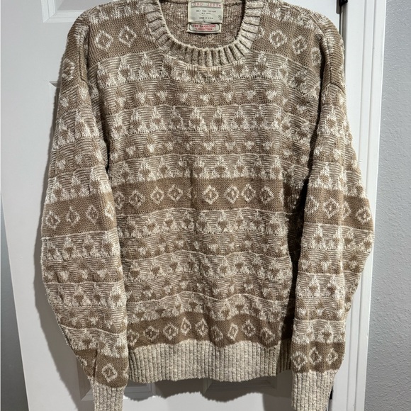 Lord Jeff Other - Men's Brown and Cream Patterned Crewneck Sweater